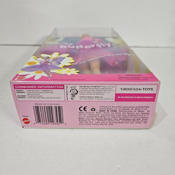 2000 Mattel Flying Butterfly Barbie Doll #29345 Her Wings Flutter Wind-up L1044 - Picture 5 of 6